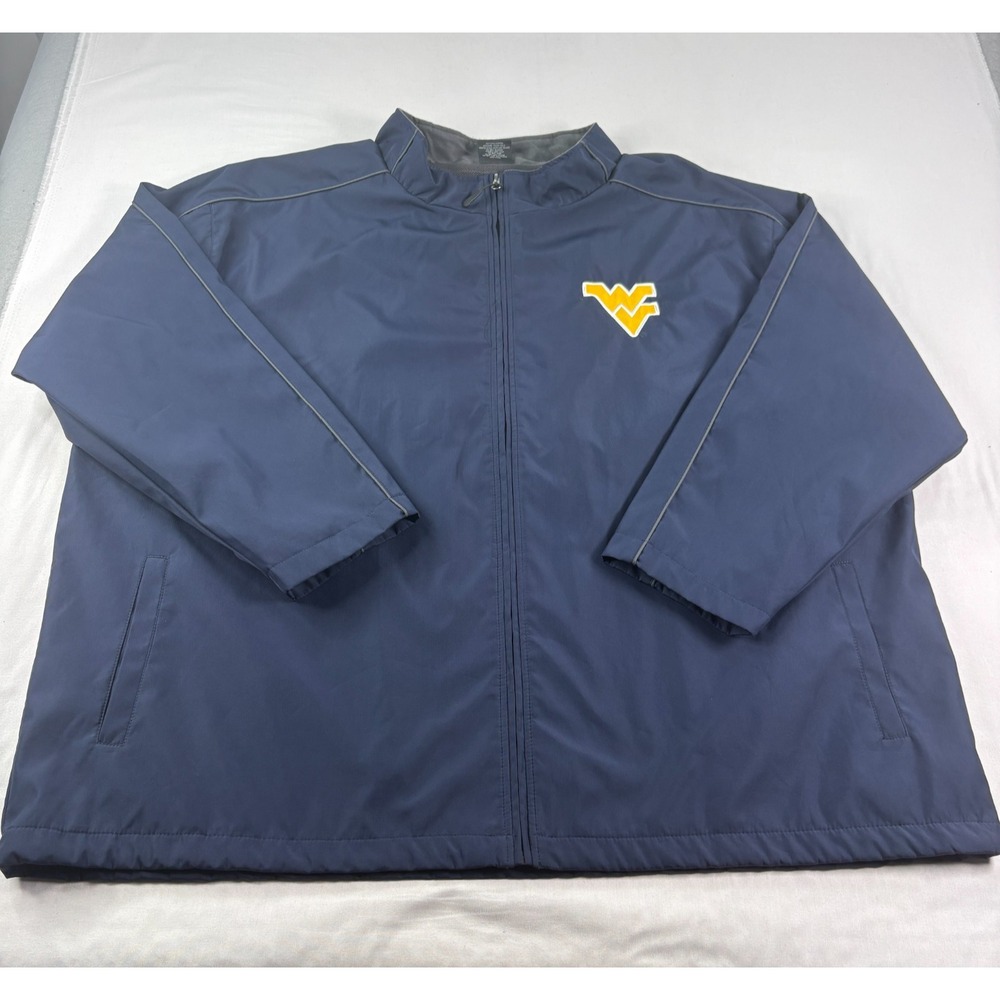West Virginia Mountaineers Jacket Men 5XL Blue Full Zip Casual Coat Embroidered